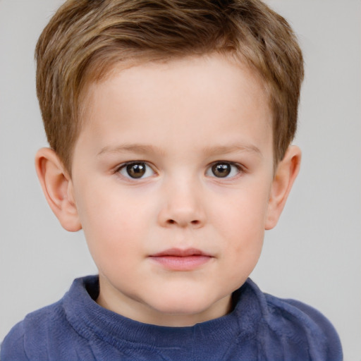 Neutral white child male with short  brown hair and brown eyes