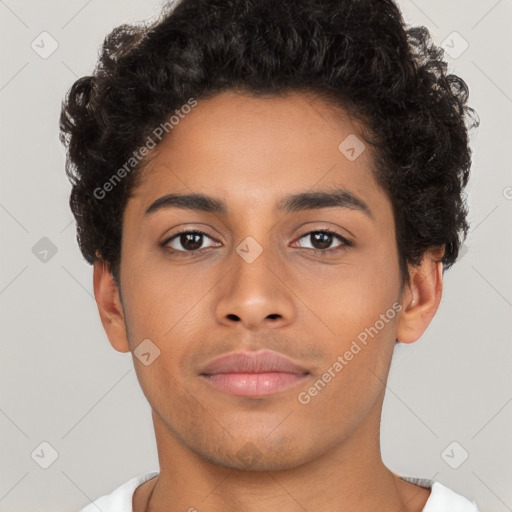 Neutral latino young-adult male with short  brown hair and brown eyes