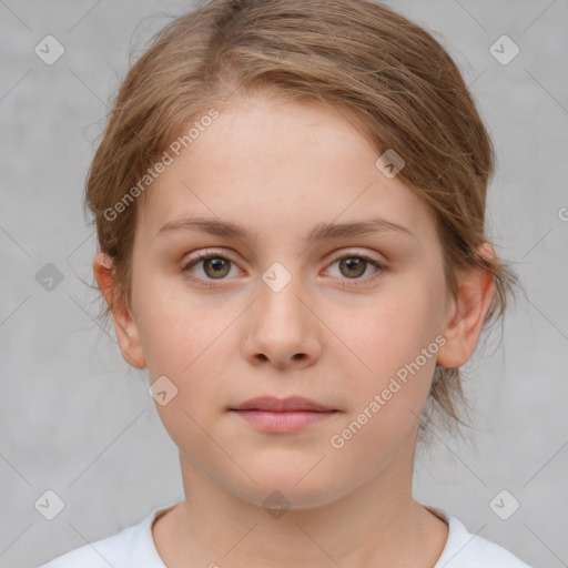 Neutral white child female with medium  brown hair and brown eyes