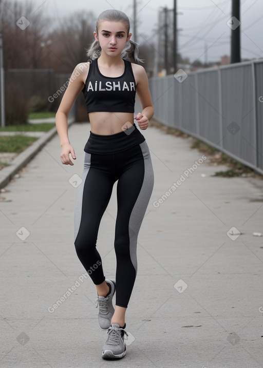 Albanian teenager girl with  gray hair