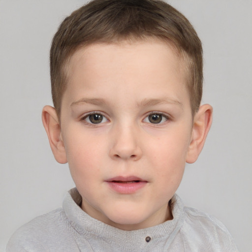 Neutral white child male with short  brown hair and brown eyes