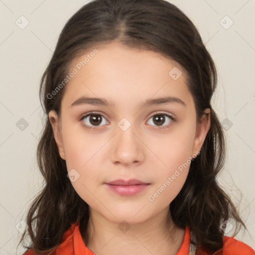 Neutral white child female with medium  brown hair and brown eyes