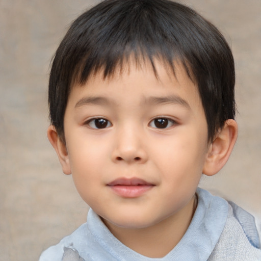 Neutral asian child male with short  brown hair and brown eyes