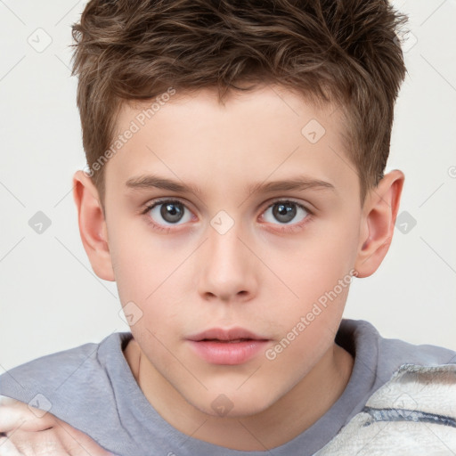 Neutral white child male with short  brown hair and brown eyes