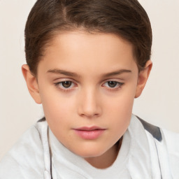 Neutral white child female with short  brown hair and brown eyes