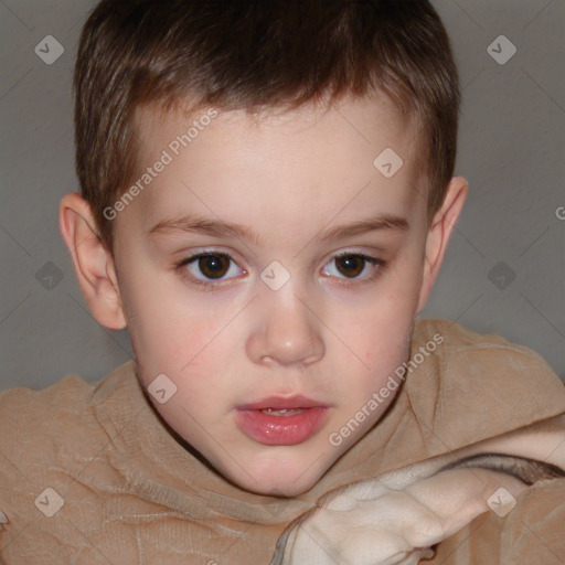 Neutral white child male with short  brown hair and brown eyes