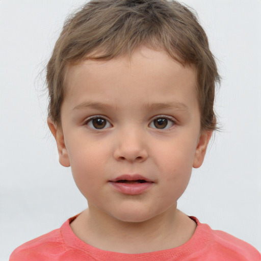 Neutral white child male with short  brown hair and brown eyes