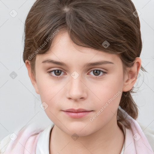 Neutral white child female with medium  brown hair and brown eyes