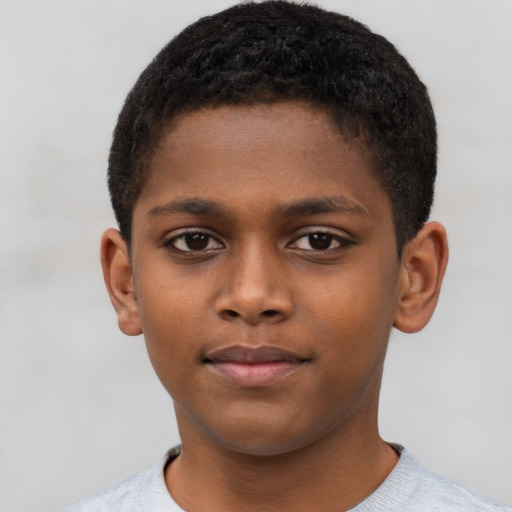 Neutral black child male with short  brown hair and brown eyes