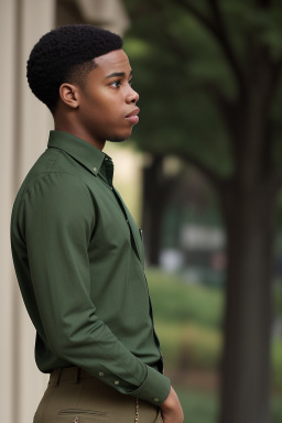 African american young adult male with  brown hair