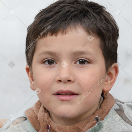 Neutral white child male with short  brown hair and brown eyes