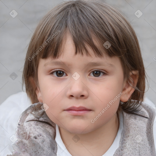 Neutral white child female with medium  brown hair and brown eyes