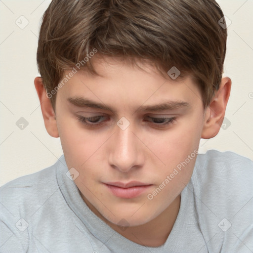 Neutral white child male with short  brown hair and brown eyes