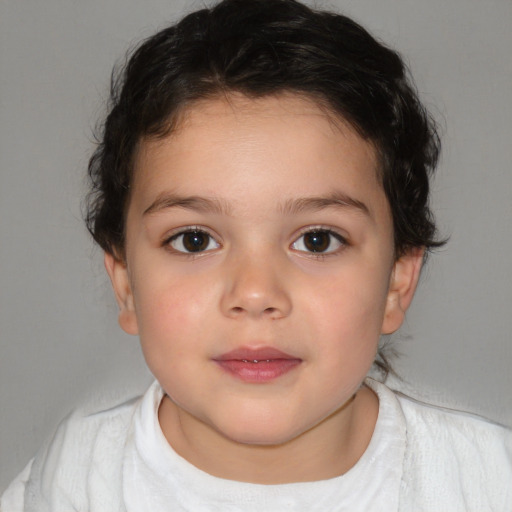 Neutral white child female with medium  brown hair and brown eyes