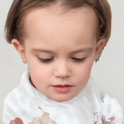 Neutral white child female with short  brown hair and blue eyes