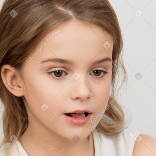 Neutral white child female with medium  brown hair and brown eyes