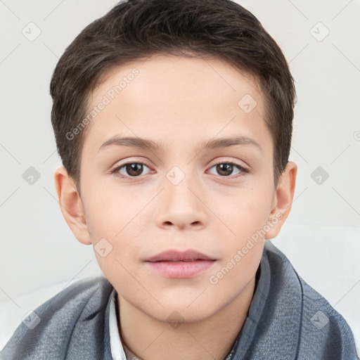 Neutral white child male with short  brown hair and brown eyes