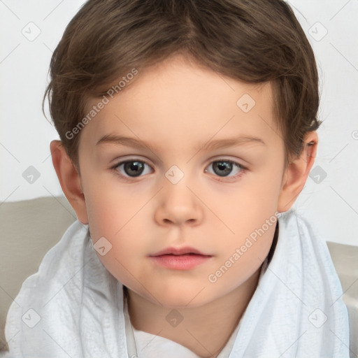 Neutral white child male with short  brown hair and brown eyes