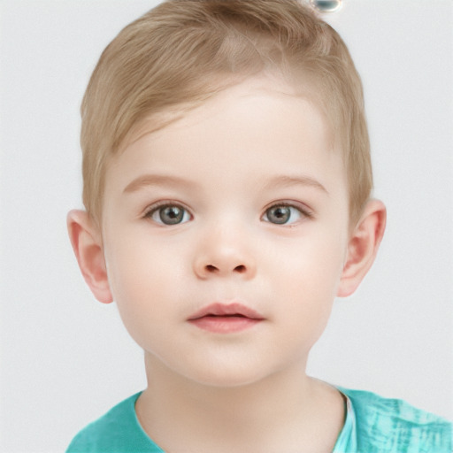 Neutral white child male with short  brown hair and grey eyes