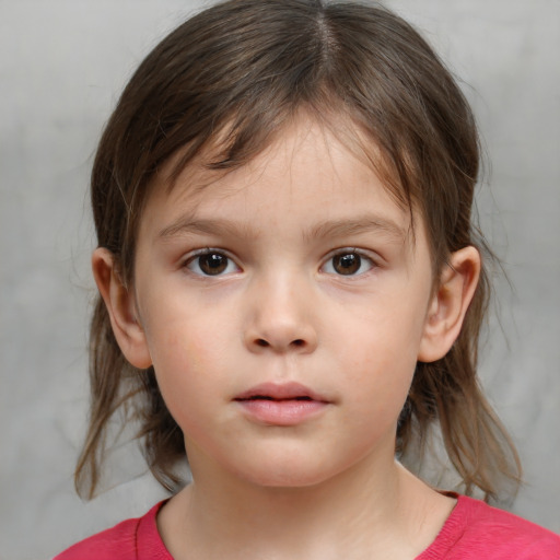 Neutral white child female with medium  brown hair and brown eyes