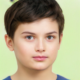 Neutral white child male with short  brown hair and brown eyes