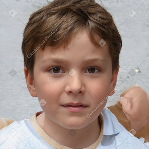 Neutral white child male with short  brown hair and brown eyes