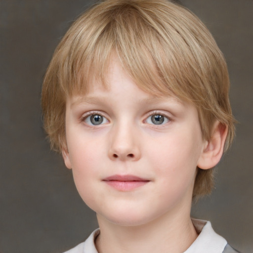 Neutral white child female with medium  brown hair and blue eyes