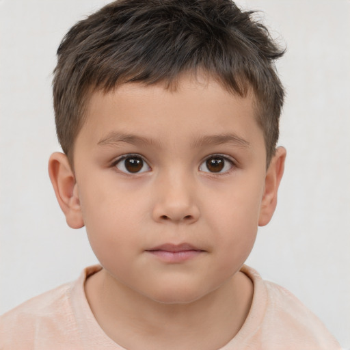 Neutral white child male with short  brown hair and brown eyes