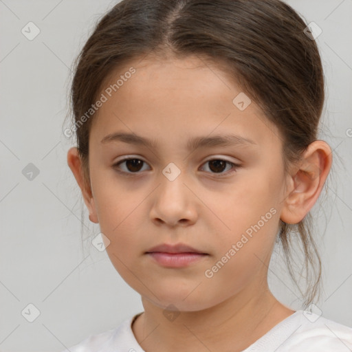 Neutral white child female with medium  brown hair and brown eyes