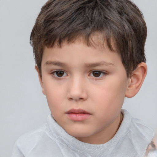 Neutral white child male with short  brown hair and brown eyes