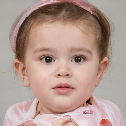 Neutral white child female with short  brown hair and blue eyes