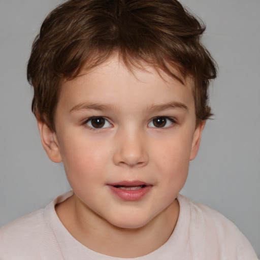 Neutral white child female with short  brown hair and brown eyes