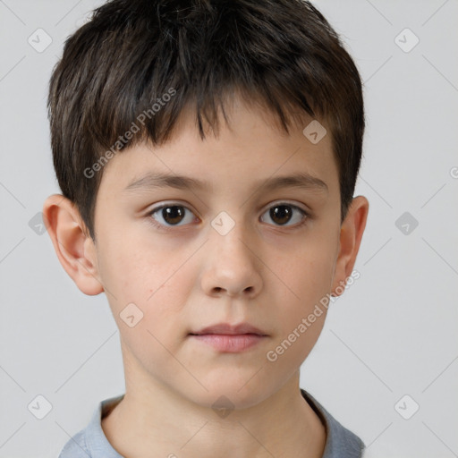 Neutral white child male with short  brown hair and brown eyes