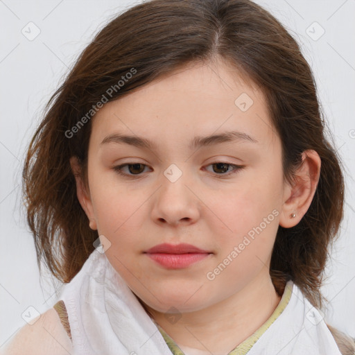 Neutral white child female with medium  brown hair and brown eyes