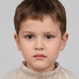 Neutral white child male with short  brown hair and brown eyes