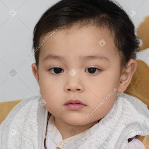 Neutral white child female with short  brown hair and brown eyes