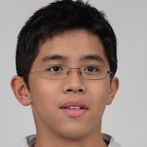 Neutral asian young-adult male with short  brown hair and brown eyes