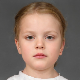 Neutral white child female with short  brown hair and brown eyes