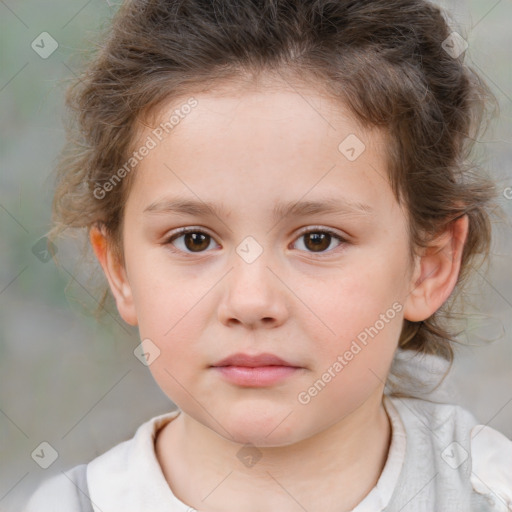 Neutral white child female with medium  brown hair and brown eyes