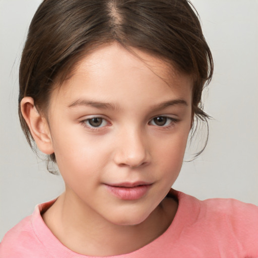 Neutral white child female with medium  brown hair and brown eyes