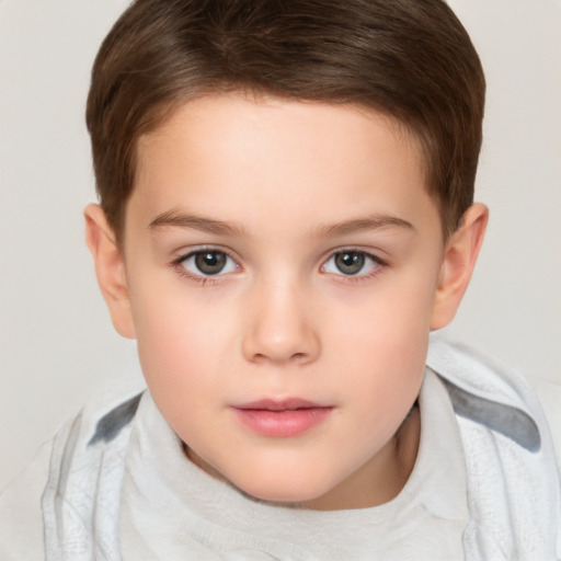 Neutral white child female with short  brown hair and brown eyes