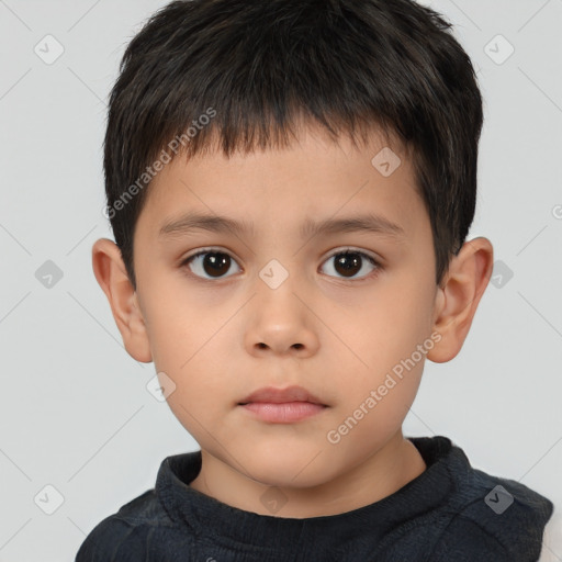 Neutral white child male with short  brown hair and brown eyes