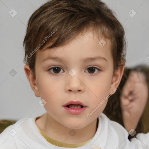 Neutral white child male with short  brown hair and brown eyes