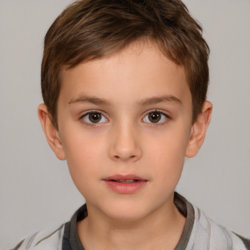 Neutral white child male with short  brown hair and brown eyes