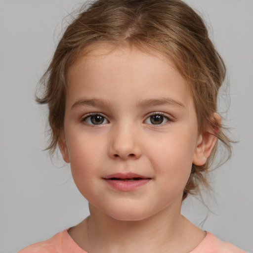 Neutral white child female with medium  brown hair and brown eyes