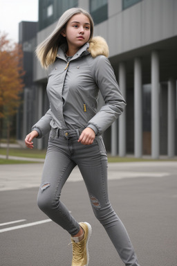 Teenager girl with  gray hair