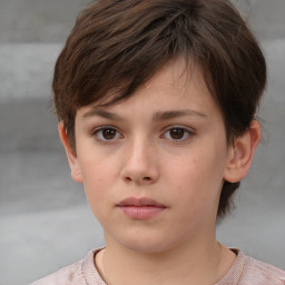 Neutral white child female with short  brown hair and brown eyes