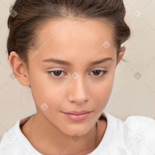 Neutral white child female with short  brown hair and brown eyes