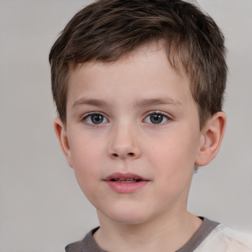 Neutral white child male with short  brown hair and brown eyes