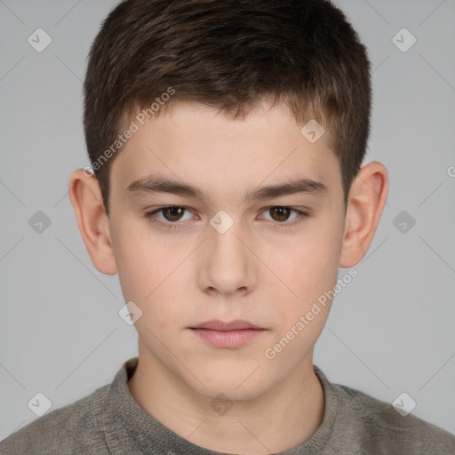 Neutral white child male with short  brown hair and brown eyes